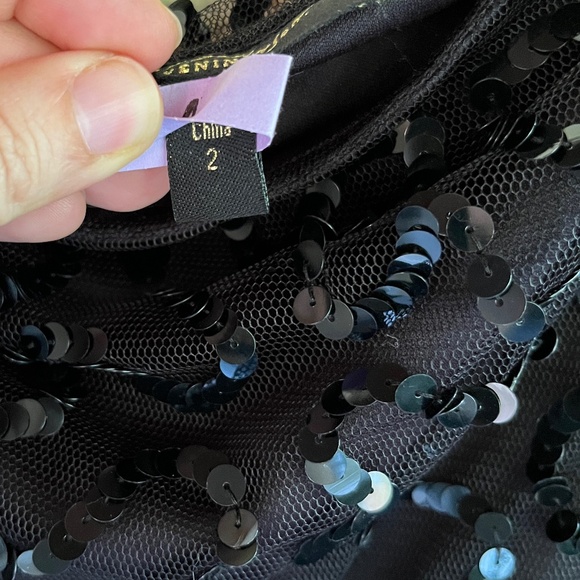 Vintage Betsey Johnson Black Sequin Mesh Flutter Two Piece - Picture 15 of 16